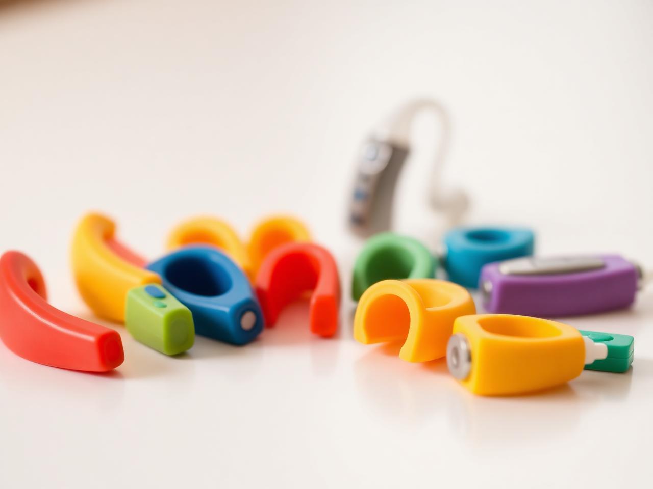 Bunte Kinder-Otoplastiken und kindgerechtes Hörgerät