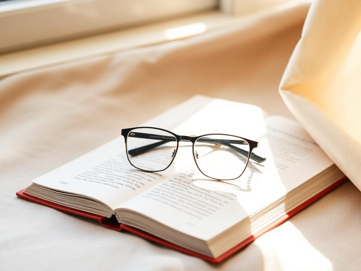 Lesebrille auf einem Buch