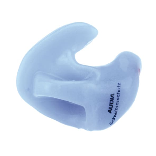 Kein Wasser im Ohr mit Audia Schwimmschutz, blau, massgefertigt, bei GRONDE Sehen & Hören Audia Schwimmschutz, blau, massgefertigt, bei GRONDE Sehen & Hören